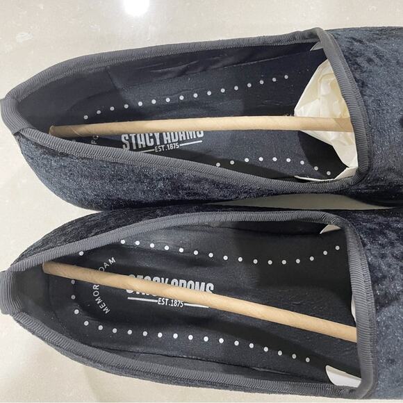 NEW Stacy Adams Sultan Velour Slip On Loafer Smoking Slippers Black 11 main image 5
